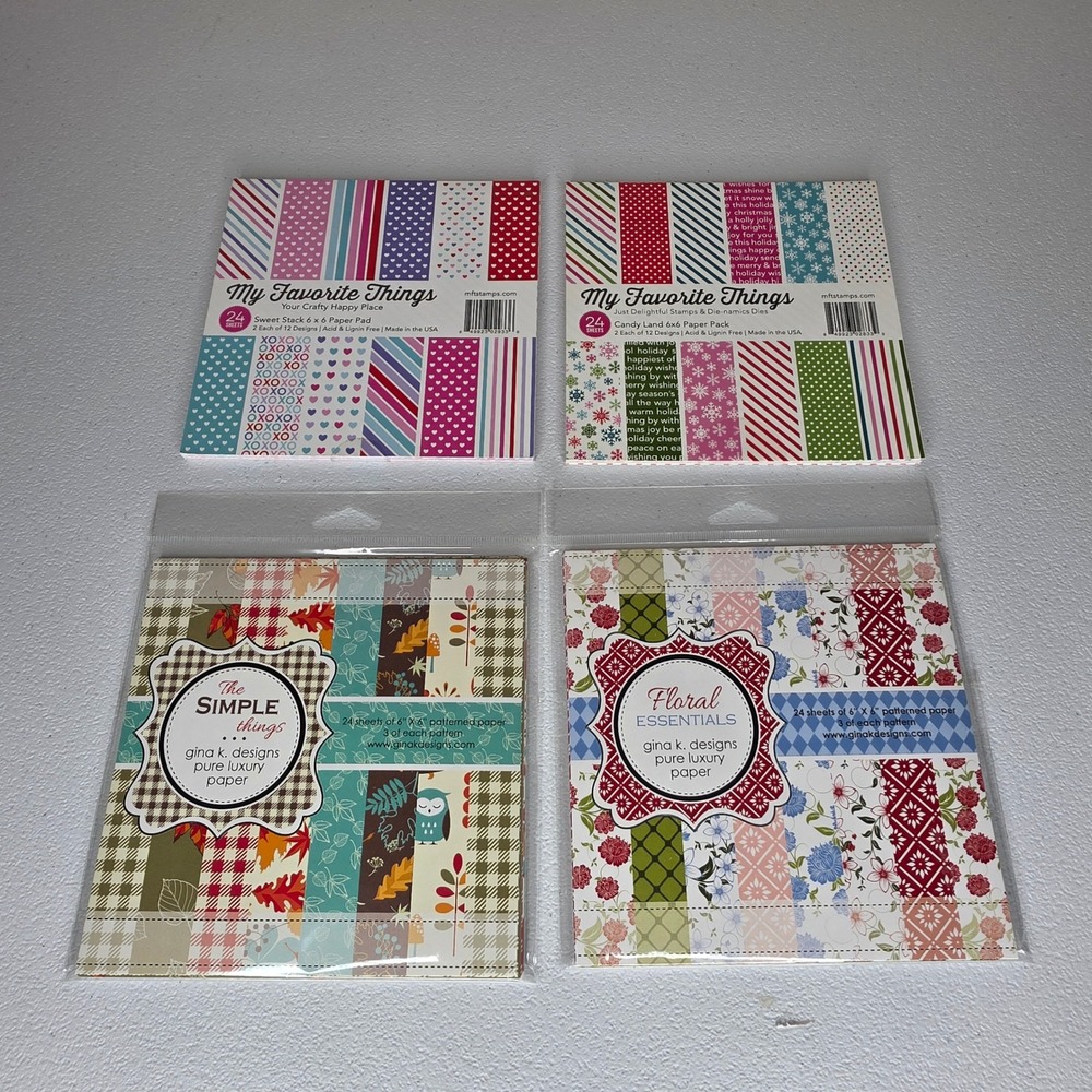 NEW My Favorite Things Gina K Designs Paper Pad Set 4pk 6x6 Floral Holiday
